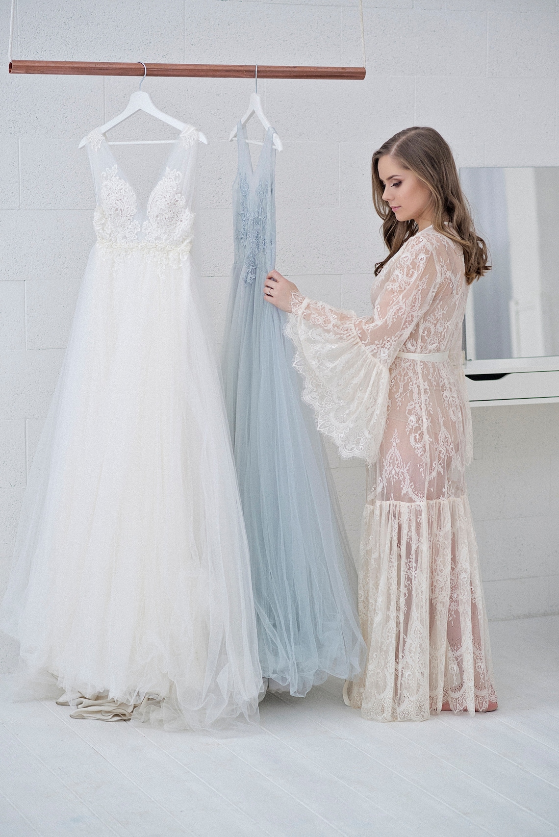 Lace dressing gown lace robe bridal lace robe wedding Etsy