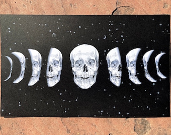 Human Skull Moon Phases Art Print