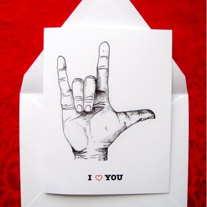 I Love You Hand Signal Valentines Notecards image 1