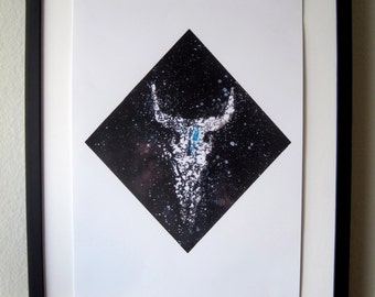 Bull Skull Watercolor Print