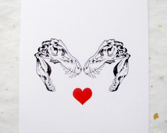 T-Rex Dinosaur Love Valentines Notecards