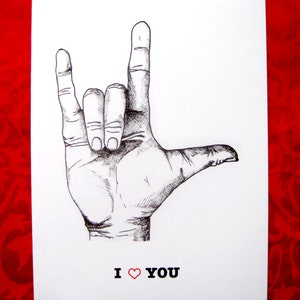 I Love You Hand Signal Valentines Notecards image 2