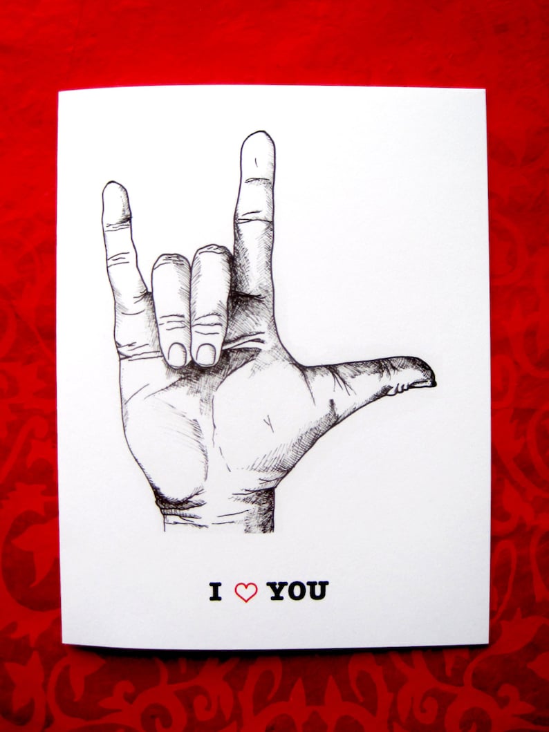 I Love You Hand Signal Valentines Notecards image 2