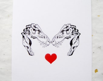 T-Rex Dinosaur Love Valentines *Single* Card