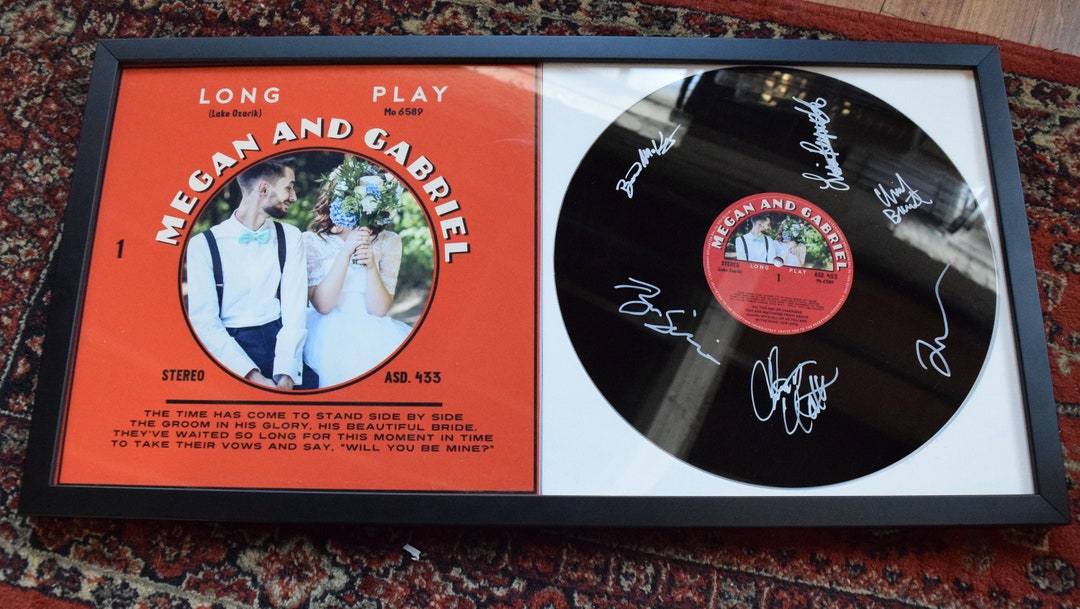 Framed Wedding Album Cover & Blank Vinyl Record Guest Book With Custom