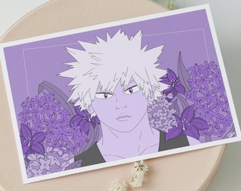 Bakugo In Purple Digital Portrait [PRINT]