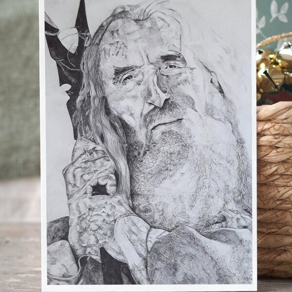 Christopher Lee as Saruman Biro Portrait [PRINT]