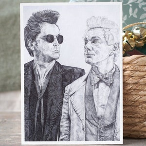 Good Omens - Crowley & Aziraphale Biro [PRINT]