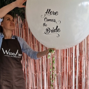 Here Come The Bride Jumbo Balloon Tail Rose Garland Vine Bunting, Botanical Wedding, Rustic Wedding, Wedding Vine Garlands