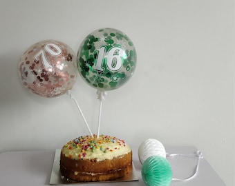 Globo de pastel, confeti, globo, adorno para pastel, edad personalizada