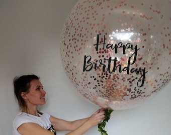 Happy Birthday Balloon / Large Round Confetti Anniversary Balloons / Rose Gold Birthday Balloon /  Garland 21st Birthday 30th