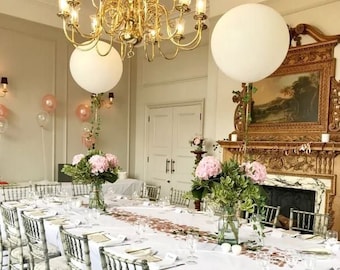 White Balloons  with ivy greenery tail , Wedding Balloons