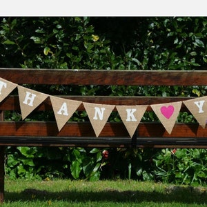 THANK YOU Banner Burlap Hessian Banner 36 colour Available Photobooth ,Mr Mrs , Wedding Banner