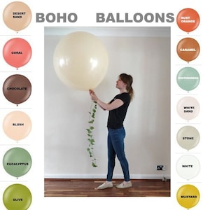 Globos bohemios de colores personalizados / Globos redondos grandes de látex de 36 pulgadas / Globos bohemios para bodas / Baby Showers / Despedidas de soltera / Cumpleaños bohemios