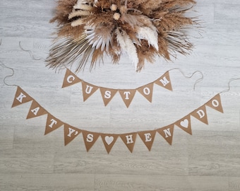 Personalised Hen Do Bunting Custom Any Message Hen Birthday Anniversary Baby