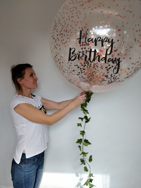 Globo de feliz cumpleaños / Globos de aniversario de confeti redondos  grandes / Globo de cumpleaños de oro rosa / Guirnalda 21 cumpleaños 30