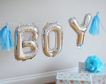 BOY 16" Silver or Gold Foil Balloon Birthday Baby Shower Part Decoration Age Numbers Birthday, Baby announcement