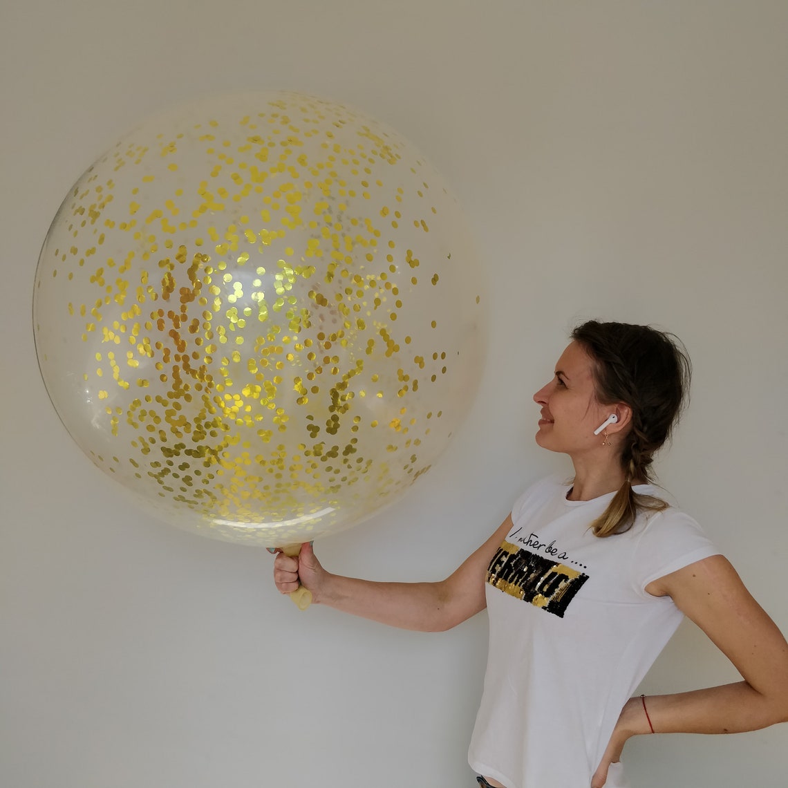 Large Round Confetti Balloons Rose Gold 36 3 Feet Inch Etsy