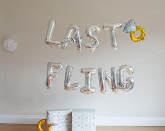 LAST FLING 16'' or 40'' Jumbo Mylar Foil Balloons Bachelorette Letter Balloons, Bridal Shower Balloon Banner, Engagement Party Decor