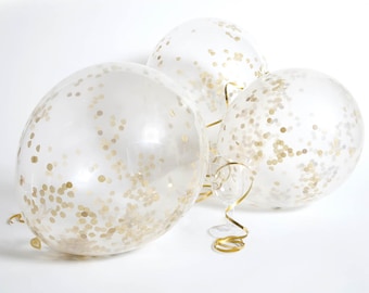 Globos transparentes de confeti dorado, juego de 6 globos de cumpleaños