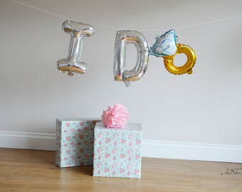 I DO Dimond ring Gold Balloons Engagement Party, Last Fling , Hen Party, Mylar Gold Balloons , Balloon Garland, Bridal Party shower