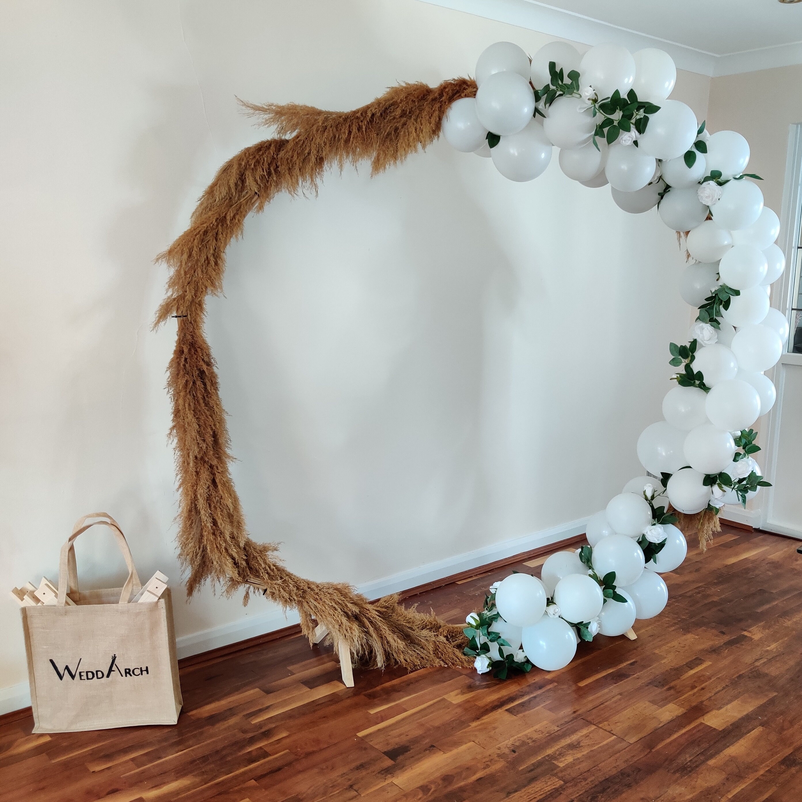 Round Wooden Arch & Pampas Grass Garland Balloon Garland Etsy UK