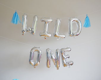 WILD ONE  16" Silver or Gold Foil Balloon Birthday Baby Shower Part Decoration Age Numbers Birthday