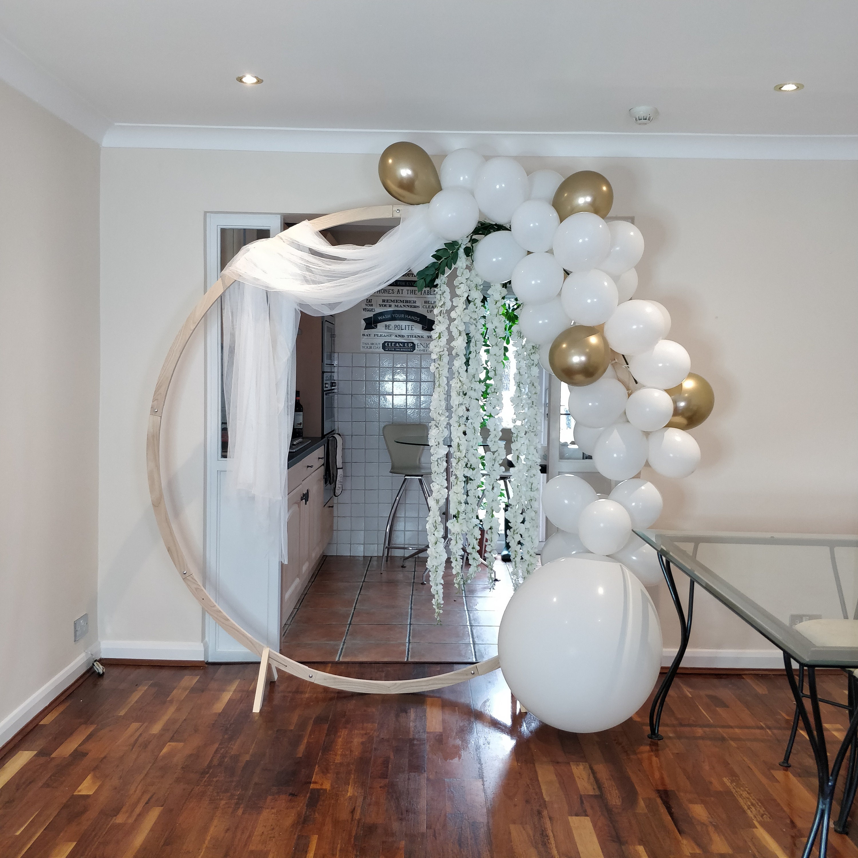 Round Wooden Arch & Pampas Grass Garland, Woden Arch , Floral Geometric  Backdrop ,wedding Arch , Geometric Wedding Arch, Round Arch 