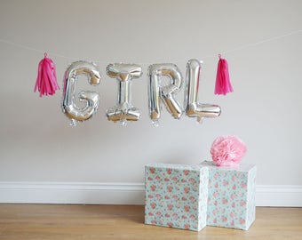 GIRL 16" Silver or Gold Foil Balloon Birthday Baby Shower Part Decoration Age Numbers Birthday, Baby announcement