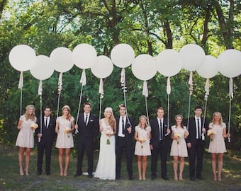 Set of 6 White HUGE 36" inch Balloon Latex Round Balloons Big Latex Balloon Wedding Wedding Decor & Party Balloon Supplies