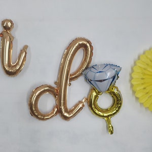 I di + ring Script Balloon / 14&quot; Silver or Gold  / Wedding Balloons / Wedding Letters Balloons / Hen Party Bride To be Balloons