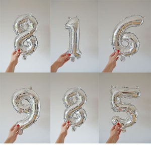 Birthday Numbers 1-0 Letters Mylar Foil Balloon, 16&quot; Silver or Gold Foil Balloon Birthday Anniversay Wedding Decoration Age Numbers Birthday