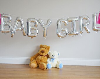 BABY GIRL 16" Silver or Gold Foil Balloon Birthday Baby Shower Part Decoration Age Numbers Birthday, Baby announcement