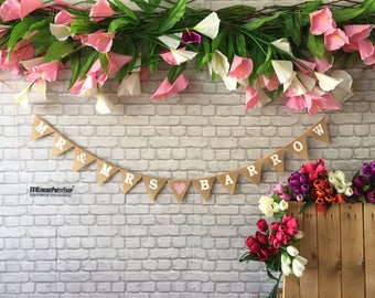Personalized Banner Mr Mrs Anniversary Wedding Bunting Handmade Custom Banner Engaged Hen Do