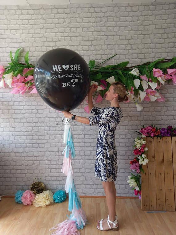 He Or She Round Confetti Gender Reveal Printed Balloon Giant Etsy He Or She Round Confetti Gender Reveal Printed Balloon Giant Etsy
