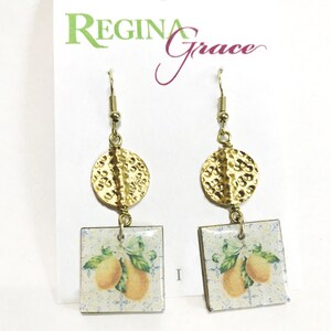 Italian Lemon &quot;Tile-Look&quot; Handmade Earrings