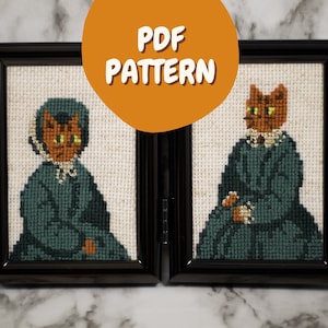 Victorian Cat Lady Cross Stitch Patterns (Digital Download)