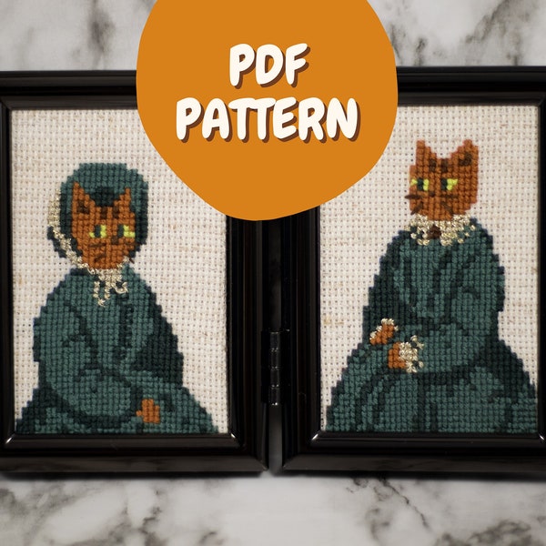 Victorian Cat Lady Cross Stitch Patterns (Digital Download)