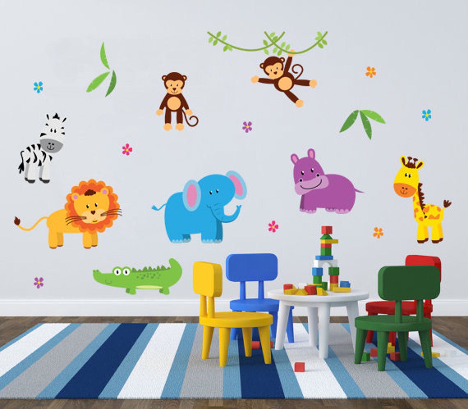 Baby Zoo Jungle animalsvinyl wall decalskids playroom Etsy