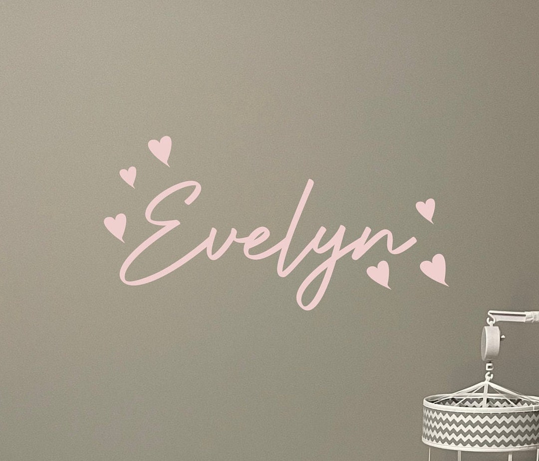 Personalized Name With Hearts Vinyl Wall Decal-baby Kids - Etsy
