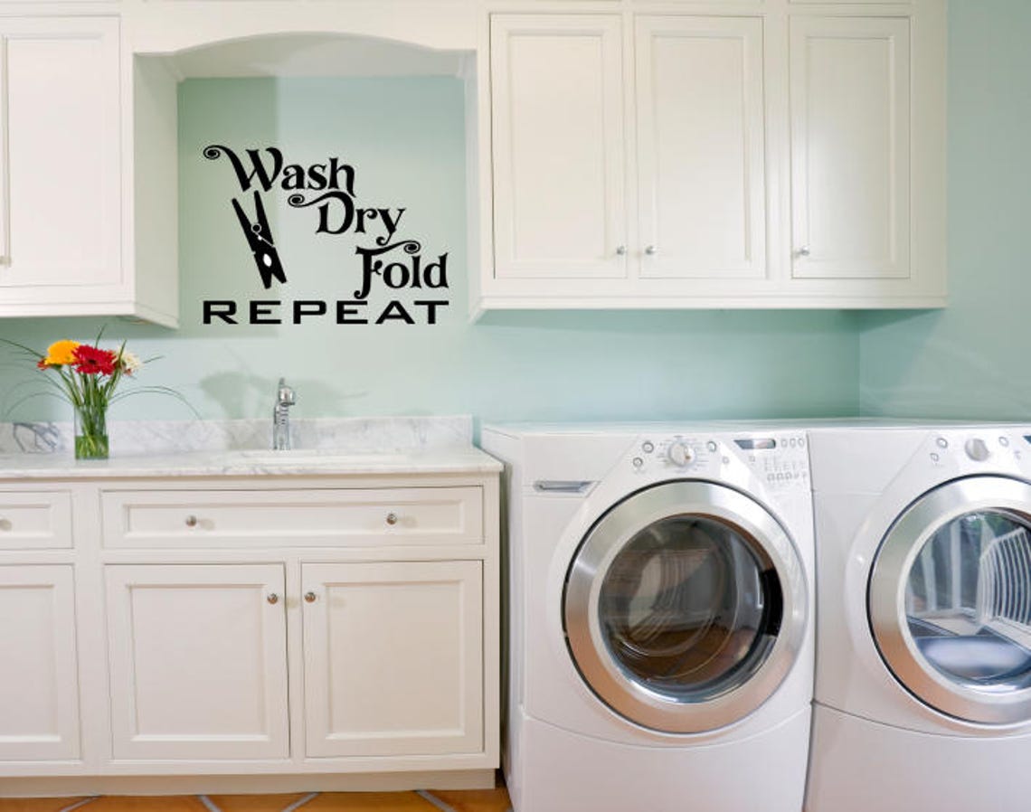 Waschen Trocknen Falten wiederholen Wand Aufkleber-Waschküche | Etsy