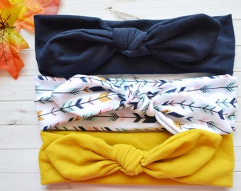 Lot de 3 tête de bébé automne wraps,(A) s’enroule, tricot enveloppement de la tête, bandeau bébé, nouveau-né photo prop, headband enfant, turban noué