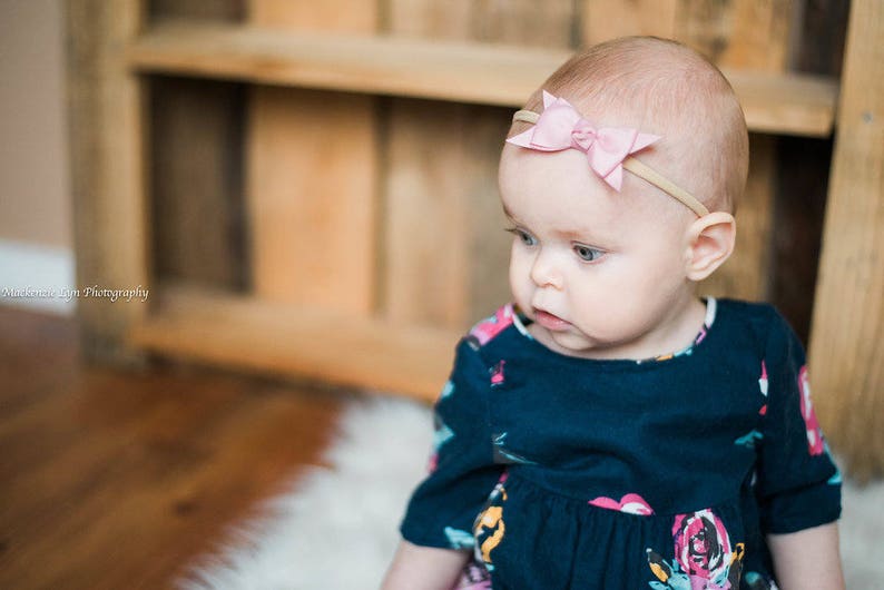 Pick any Bow Nylon headband baby headband newborn baby infant headband newborn photo prop toddler headband 2 ribbon bow headband