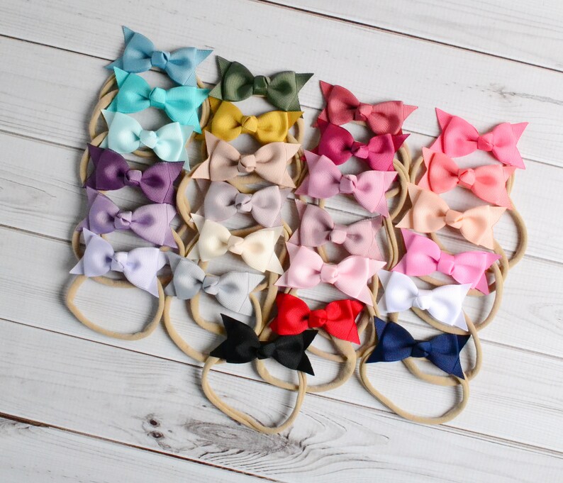 Pick any Bow Nylon headband baby headband newborn baby infant headband newborn photo prop toddler headband 2 ribbon bow headband