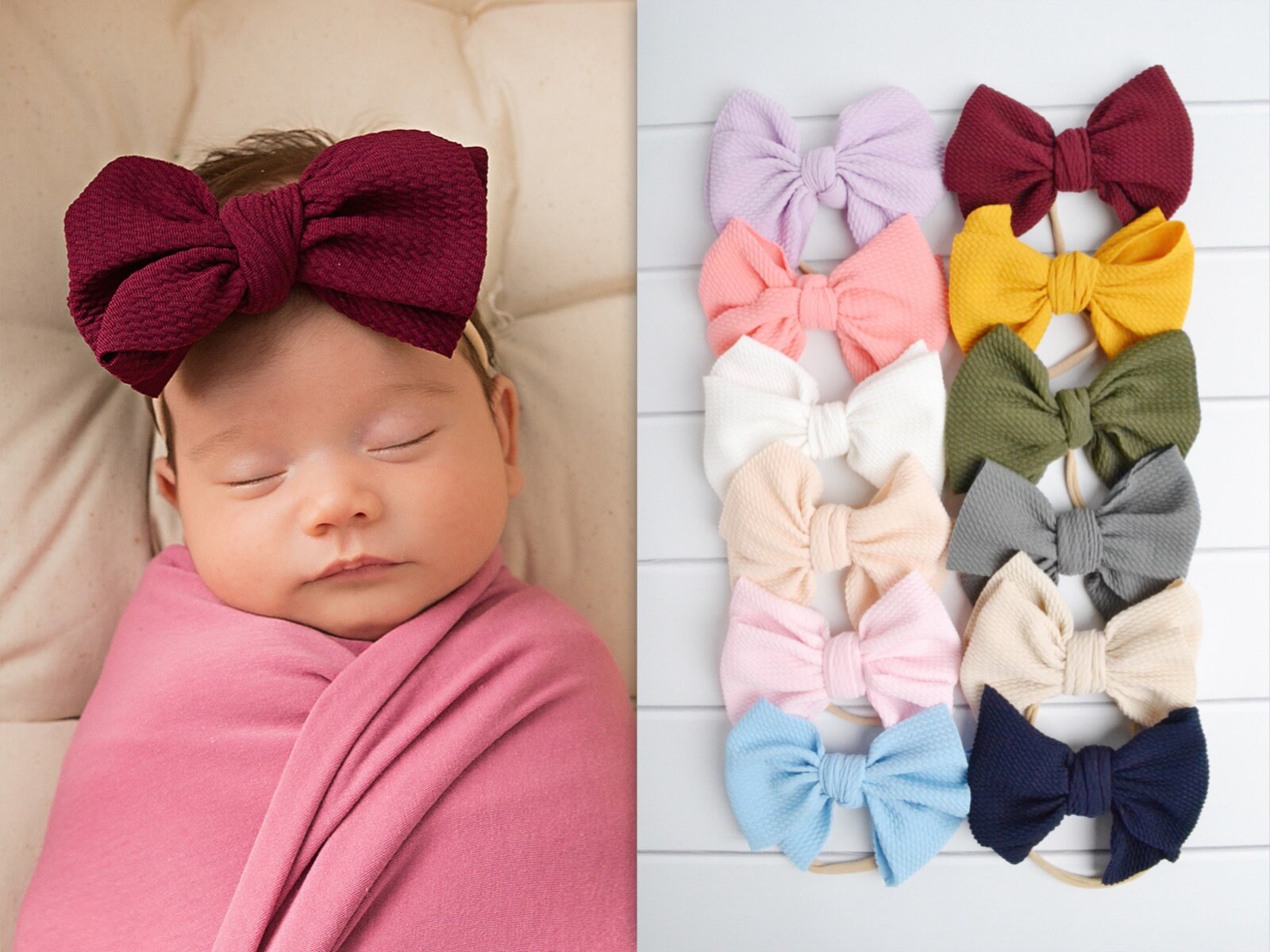 Baby Headband Messy bow nylon headband thin nylon newborn Etsy