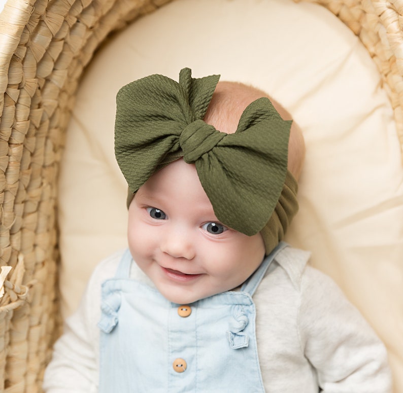 Baby Girl Headband Big Bow Headband Wide Nylon Headband Etsy