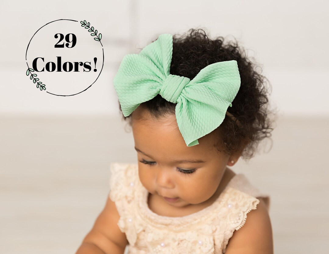 Big Bow Nylon Headband Large Messy Bow Headband Baby Etsy