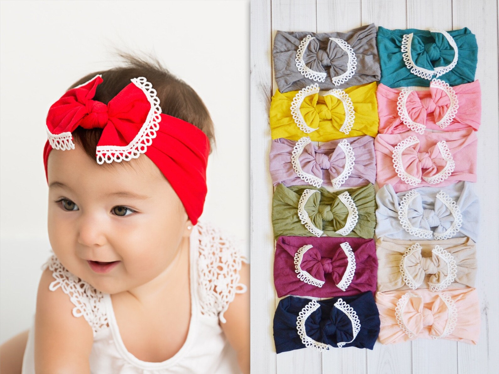 Nylon Headband Lace Bow Nylon Head Wrap Nylon Baby Headband Etsy