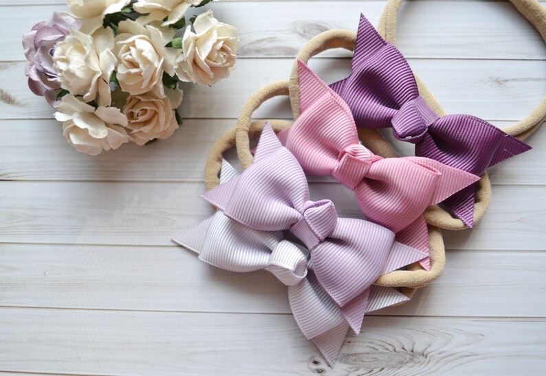 Pick any Bow Nylon headband baby headband newborn baby infant headband newborn photo prop toddler headband 2 ribbon bow headband