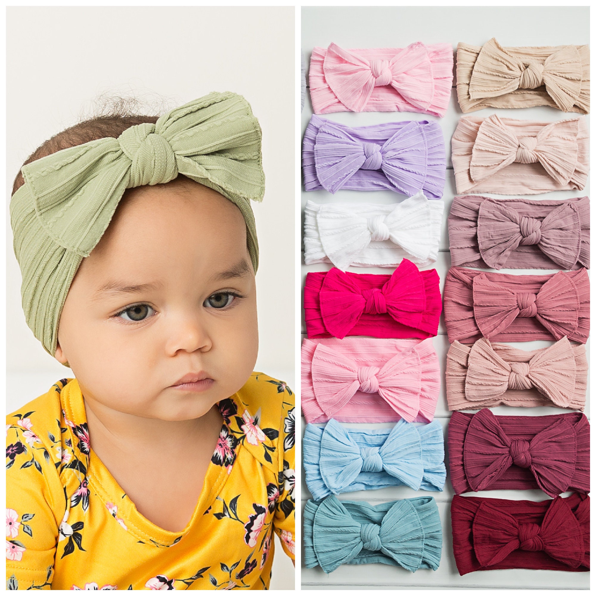 Nylon baby headbands baby headbands Cable knit stretchy Etsy